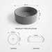 Grey artificial stone round table top wash basin with textured exterior, smooth interior and 400x400x160 mm dimensions for modern luxury bathrooms.