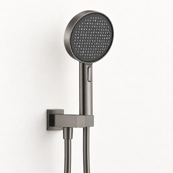 Gun Metal 4-Function ABS Hand Shower Set with 1.5 Meter Hose & Wall Hook – 130 mm Round Shower Head