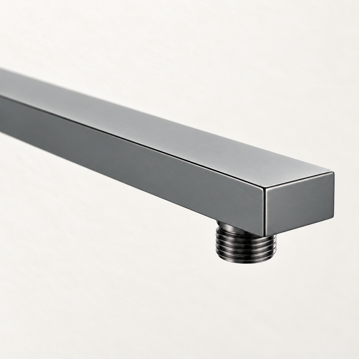 Serveo By Bassino 16-Inch Gun Metal Flat Brass Shower Arm | 400 mm Wall-Mounted Arm for Overhead Rain Showers