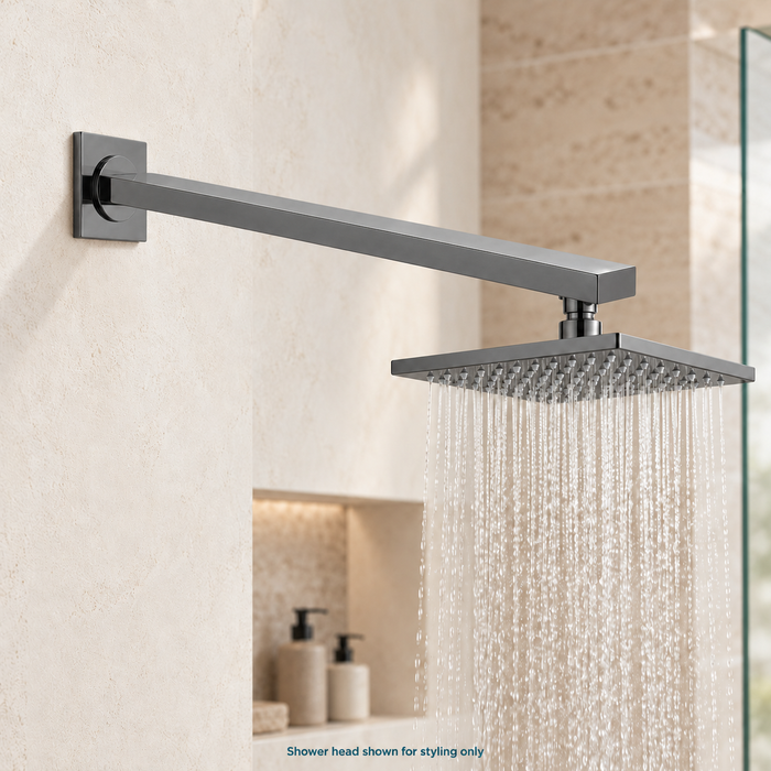 Serveo By Bassino 16-Inch Gun Metal Flat Brass Shower Arm | 400 mm Wall-Mounted Arm for Overhead Rain Showers