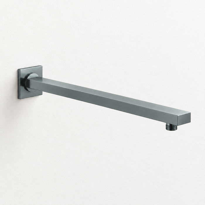 Serveo By Bassino 16-Inch Gun Metal Flat Brass Shower Arm | 400 mm Wall-Mounted Arm for Overhead Rain Showers