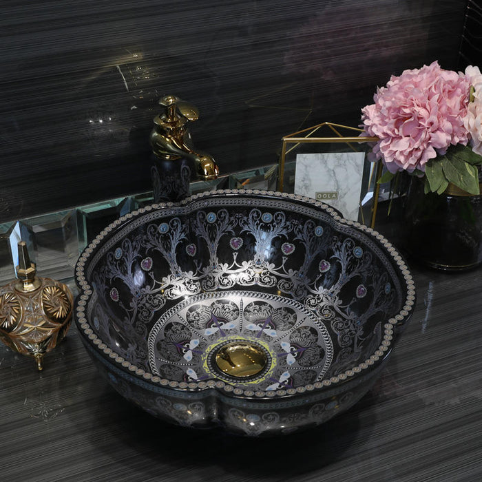 Premium Ceramic Wash Basin (Matt Black, Modern Minimalist Design  16.5 x 16.5 x5 In- AB600)