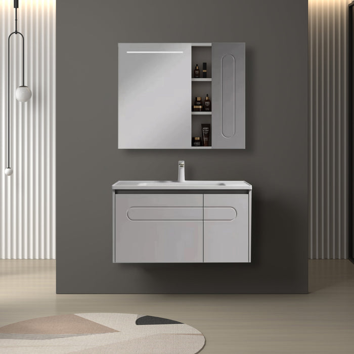 Premium Bathroom Vanity Cabinet with Ceramic Basin & Sensor LED Mirror,80cm