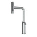Stainless steel kitchen faucet on a white background