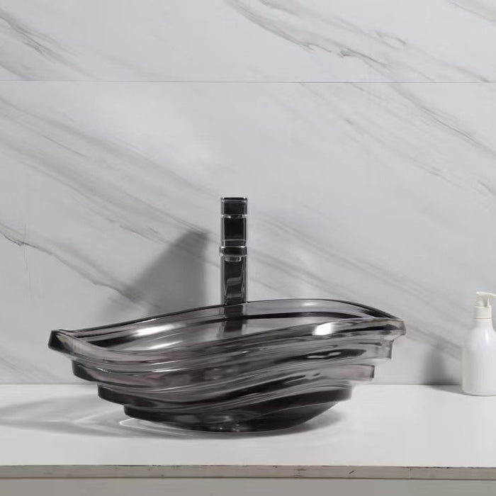 Glass Tabletop Basin (20x14.5x7 Inch) Black