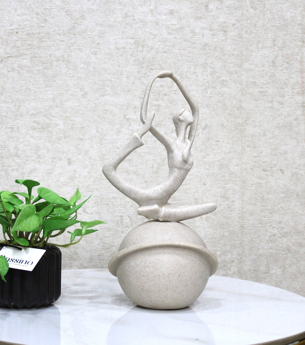 Modern Yoga Pose Sculpture on Planetary Orb 11 Inch (BSP-8050)