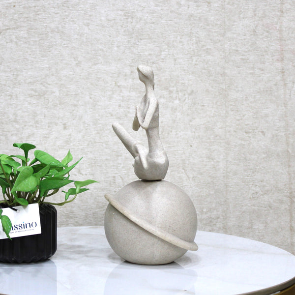 Minimalist Yoga Pose Sculpture – Meditative Figurine on Orb Base for Home or Studio Decor 10 Inch (BSP-8058)