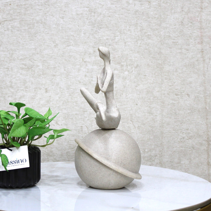 Minimalist Yoga Pose Sculpture – Meditative Figurine on Orb Base for Home or Studio Decor 10 Inch (BSP-8058)