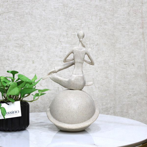 Minimalist Yoga Pose Sculpture – Meditative Figurine on Orb Base for Home or Studio Decor 10 Inch (BSP-8058)