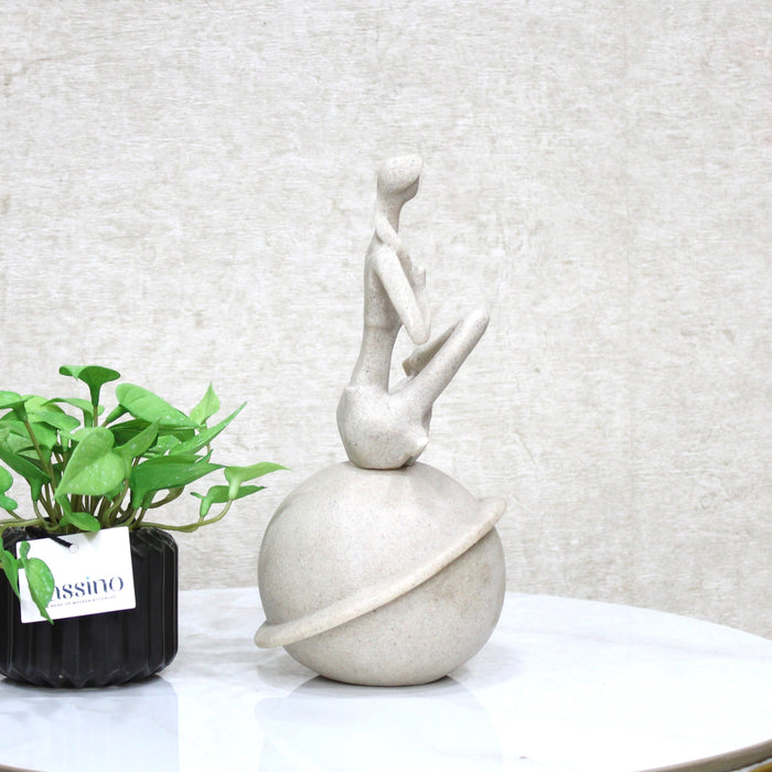 Minimalist Yoga Pose Sculpture – Meditative Figurine on Orb Base for Home or Studio Decor 10 Inch (BSP-8058)