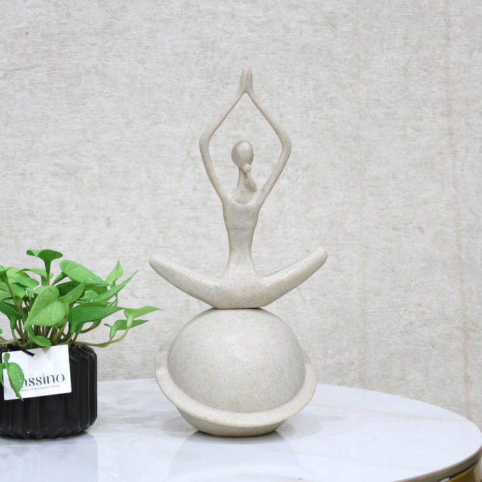 Modern Minimalist Yoga Pose Sculpture – Zen Meditation Decor on Orb Base 11.5 Inch (BSP-8030)