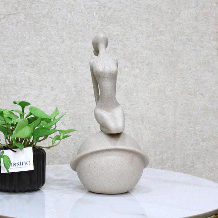 Modern Minimalist Yoga Pose Sculpture – Zen Meditation Decor on Orb Base 10 Inch (BSP-8051)
