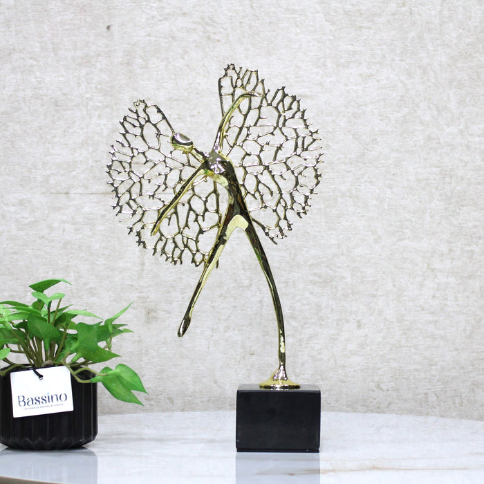 Modern Artistic Angel Figurine – Sculpture on Black Marble Base 13 Inch (BSP-8132)