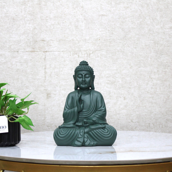 Matte Green Meditating Buddha Statue - Calming Presence for Home & Office 8 Inch (BSP-1119)