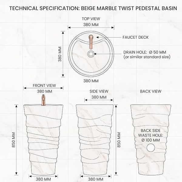 Ceramic Pedestal Wash Basin,BPB-646,size-15x15x34 Inch