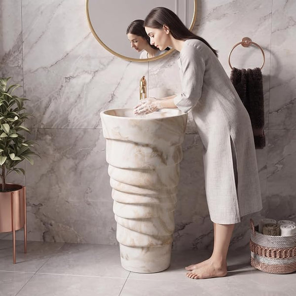 Ceramic Pedestal Wash Basin,BPB-646,size-15x15x34 Inch