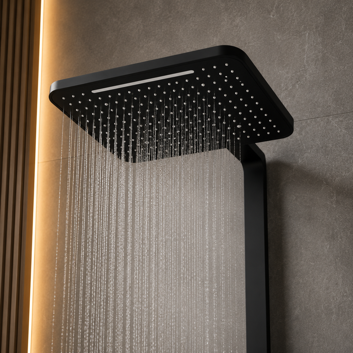 Matte Black Rain Shower System with Hand Shower