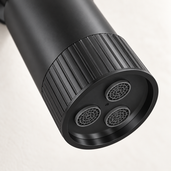 Serveo By Bassino Wall-Mounted Spot Overhead Shower in Matt Black  – Velvet Flow with 3 Aerators