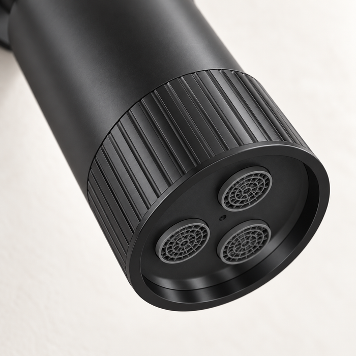 Serveo By Bassino Wall-Mounted Spot Overhead Shower in Matt Black  – Velvet Flow with 3 Aerators