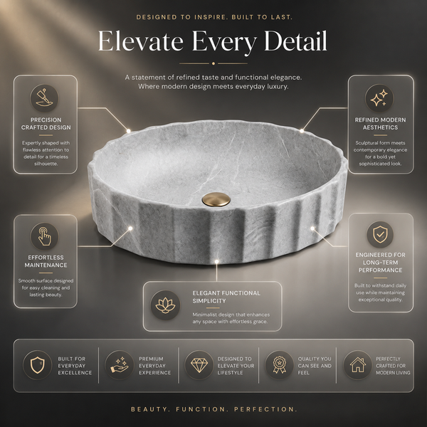 Matte Marble Finish Designer Oval Countertop Bathroom Sink Wash Basin (22" × 14" × 6" IN) Grey