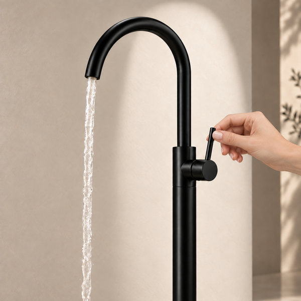 Bassino Free Standing Basin Mixer Tap –  Floor Mounted Faucet for Pedestal Basins