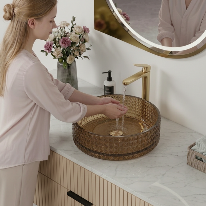 Modern Round Transparent Glass Wash Basin