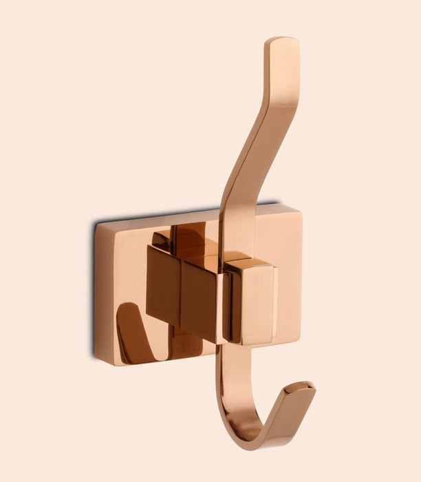 BASSINO Stylish Robe Hook For Bathroom/office/home/hotels-Brass-Chrome Glossy Finish Rose gold