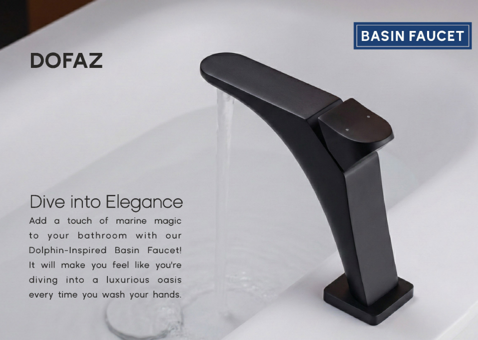 BASSINO DOFAZ Short Body Dolphin-Inspired Basin Faucet | 3 Years Warranty Black