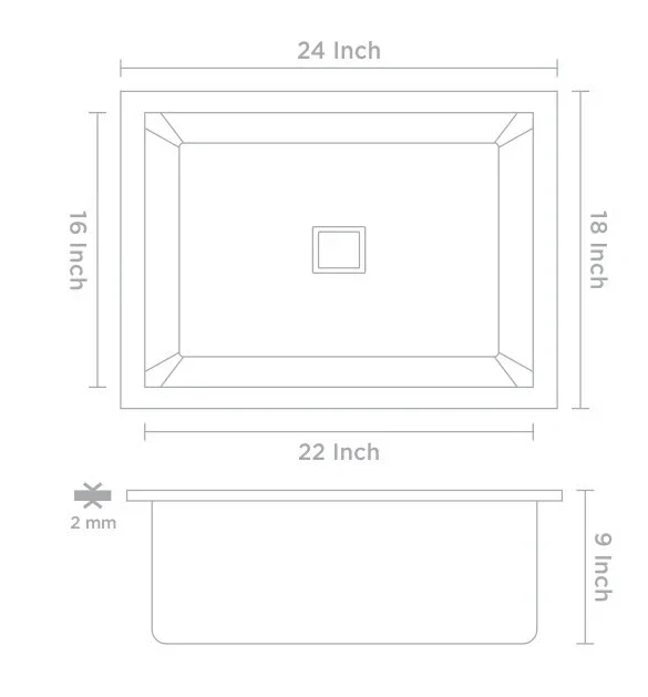 Bassino Handmade 304 GRADE Kitchen Sink 24x18 Inch ,Satin Finish,25 Years Warranty