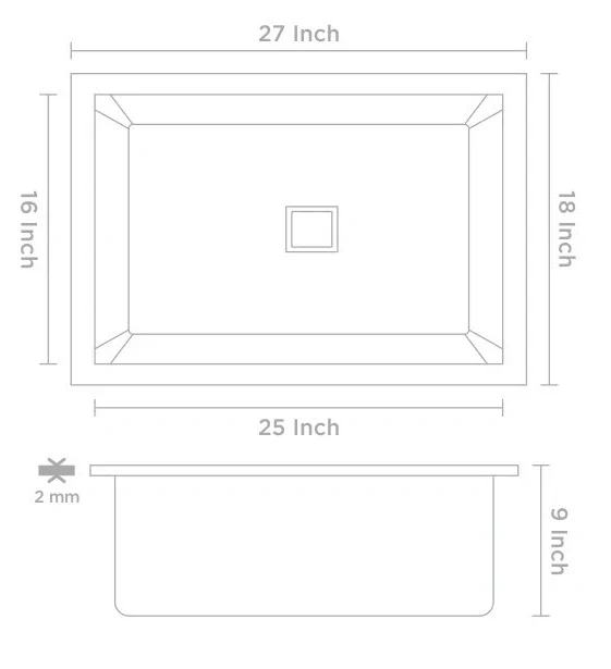 Bassino Handmade 304 GRADE Kitchen Sink 27x18 Inch ,Satin Finish,25 years warranty