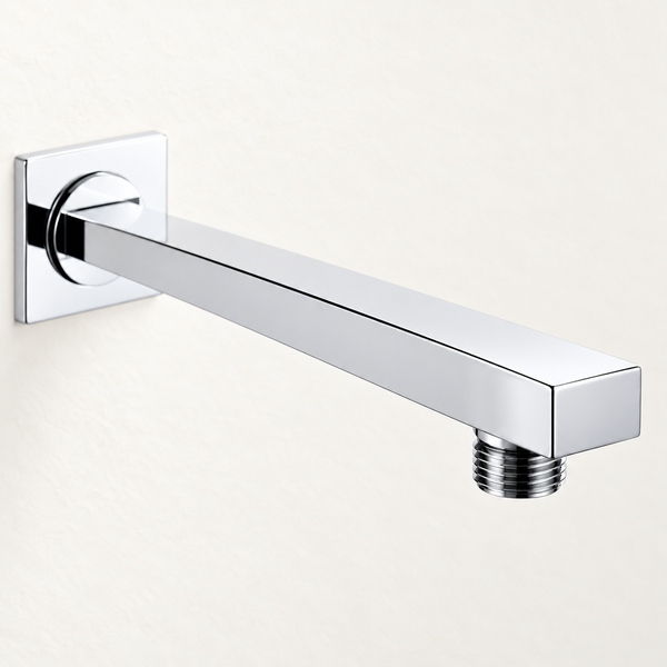 Serveo By Bassino 16-Inch Chrome Flat Brass Shower Arm | 400 mm Wall-Mounted Arm for Overhead Rain Showers