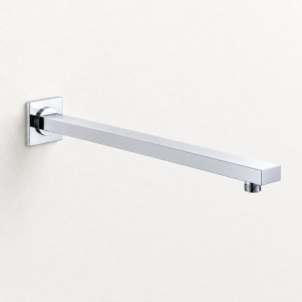 Serveo By Bassino 16-Inch Chrome Flat Brass Shower Arm | 400 mm Wall-Mounted Arm for Overhead Rain Showers