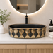 Premium Designer Ceramic Table Top Wash Basin, Black-Rosegold Matt (20 x 12.5 x 5.5 In) ZXTT/760