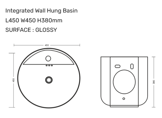 Rolex Wall Hung Wash Basin Size