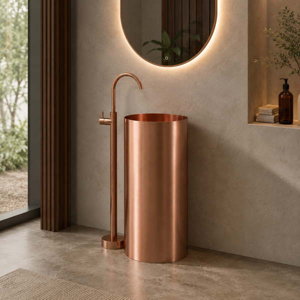 Metal Pedestal Wash Basin,size-16x16x33 Inch Rose gold