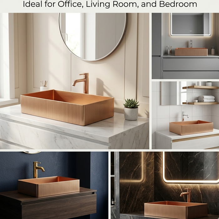 Rose Gold Rectangle Stainless Steel Countertop Wash Basin