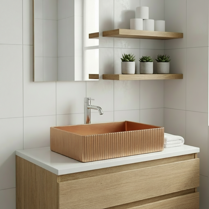 Rose Gold Rectangle Stainless Steel Countertop Wash Basin
