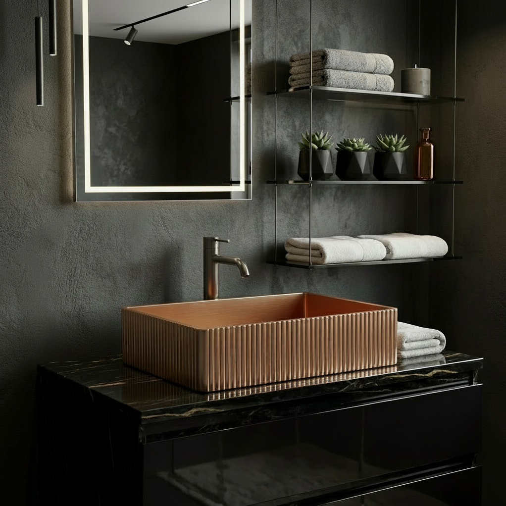Modern Stainless Steel Countertop Wash Basin (500x352x110 mm) Rose gold ...
