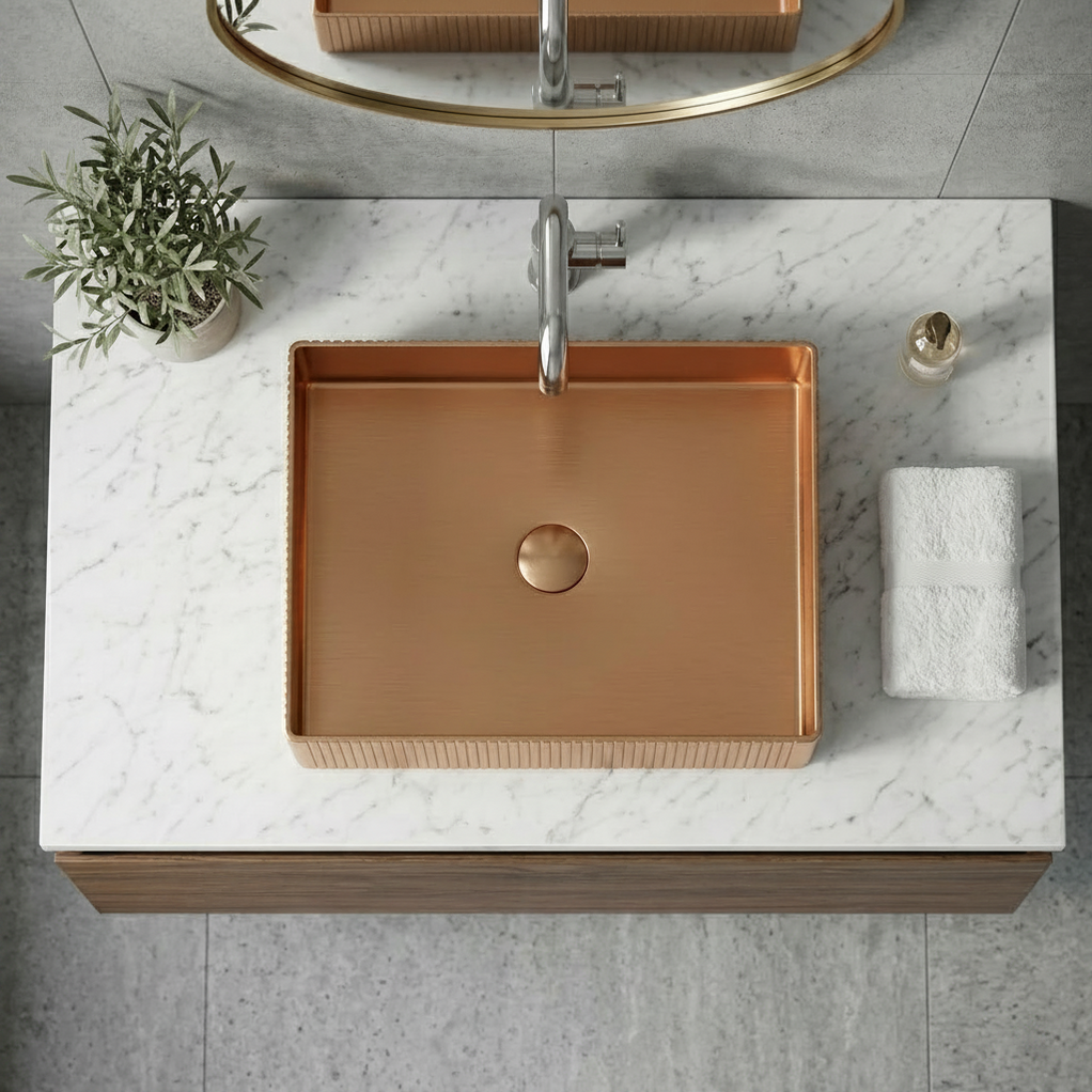 Modern Stainless Steel Countertop Wash Basin (500x352x110 mm) Rose gold ...