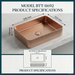 Rose Gold Rectangle Stainless Steel Countertop Wash Basin Size