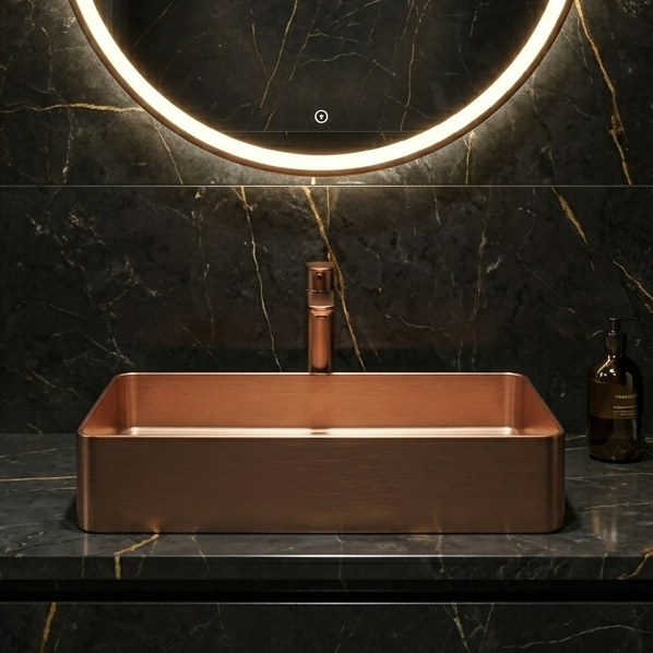 Rose Gold Rectangle Stainless Steel Wash Basin