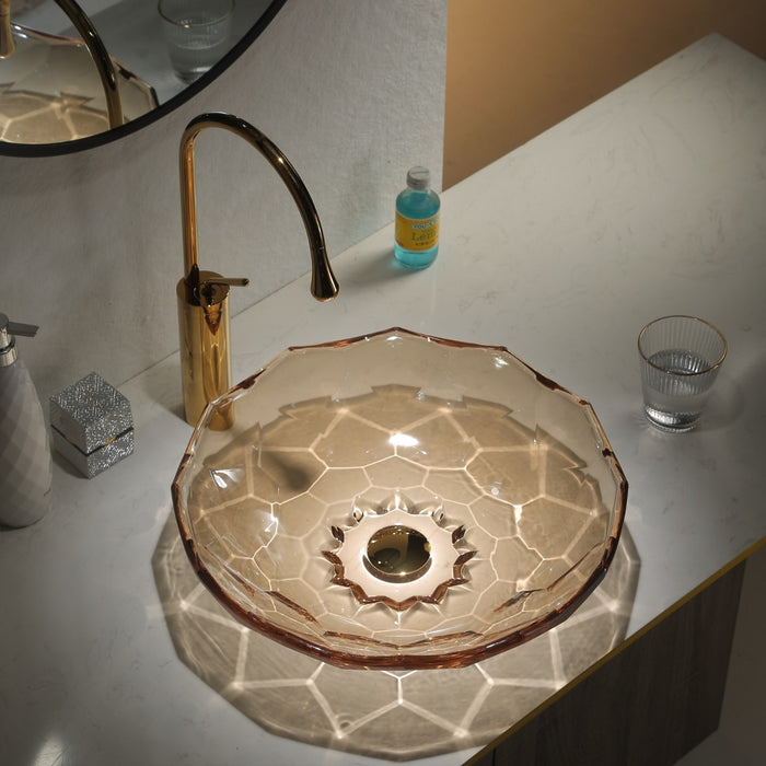 Rose gold Transparent Glass Wash Basin