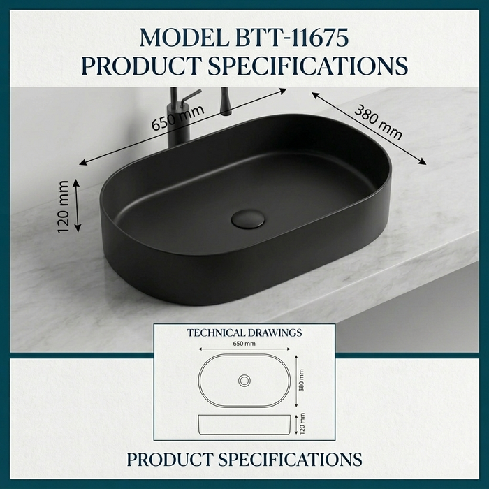 Round Edges Black Stainless Steel Wash Basin Size