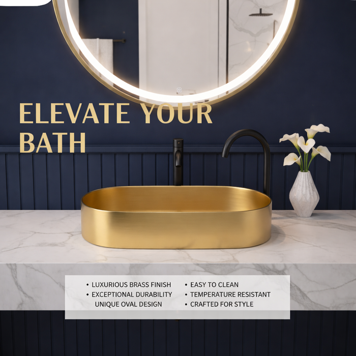 Round Edges Gold Stainless Steel Wash Basin