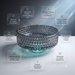 Smoky Black round glass table top wash basin with geometric diamond texture, 400 × 400 × 120 mm, for modern luxury bathrooms.