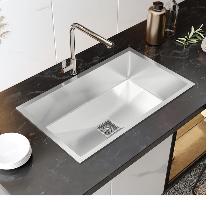 Bassino Handmade 304 GRADE Kitchen Sink 30x18 Inch ,Satin Finish,25 years warranty