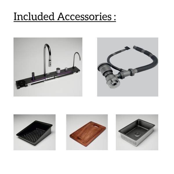 Rorex By Bassino Premium Smart Kitchen Sink – 304 Stainless Steel | Piano Switch Control | PVD Coated | Pull-Out Faucet | Cup Washer | RO Tap | Drainage Knob | 30x18x9 | 25 Years warranty Black-Rosegold