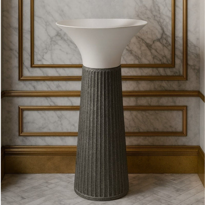 Ceramic Pedestal Wash Basin(Size-16x16x34 Inch) WHITE