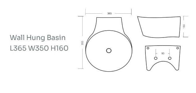 Premium Designer Wall Mount/Wall Hanging Wash Basin/Bathroom sink (15x15x6 In) B-WM3