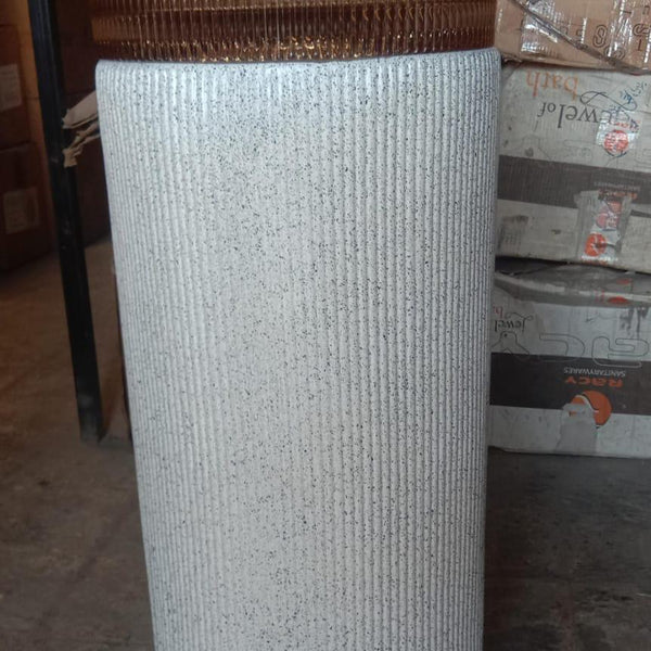Glass Pedestal Wash Basin,size-16x16x34 Inch, White Sand Stone